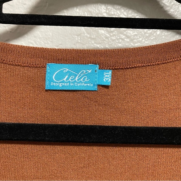 Cielo Light Academia Chocolate Brown Button Up Vneck Cardigan Size 3XL - Picture 3 of 5